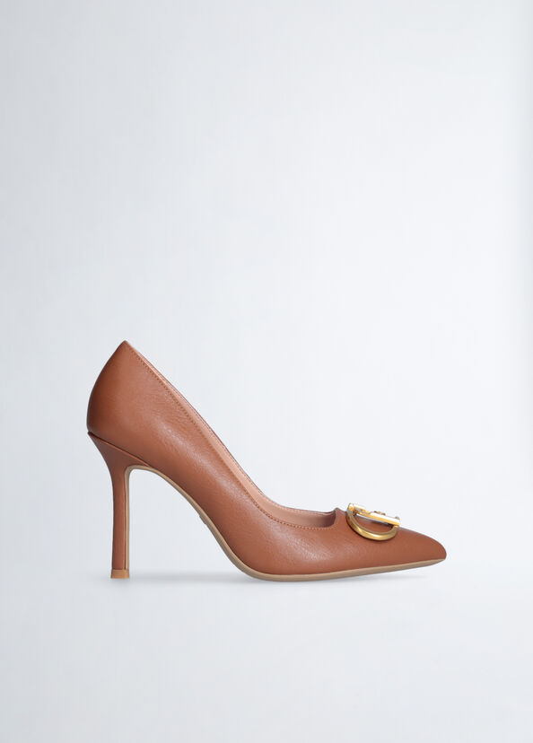 Liu Jo Décolleté marroni con maxi logo Grande vendita