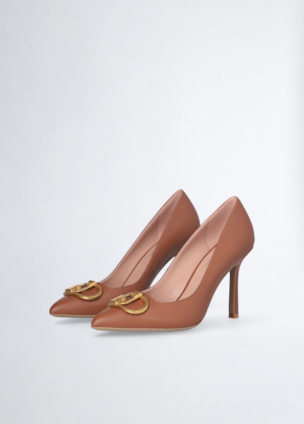 Liu Jo Décolleté marroni con maxi logo Grande vendita