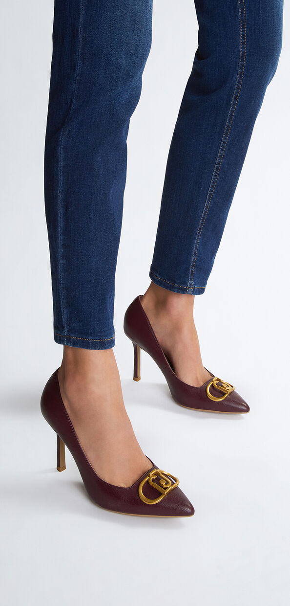 Liu Jo Décolleté bordeaux con maxi logo Flash Sale