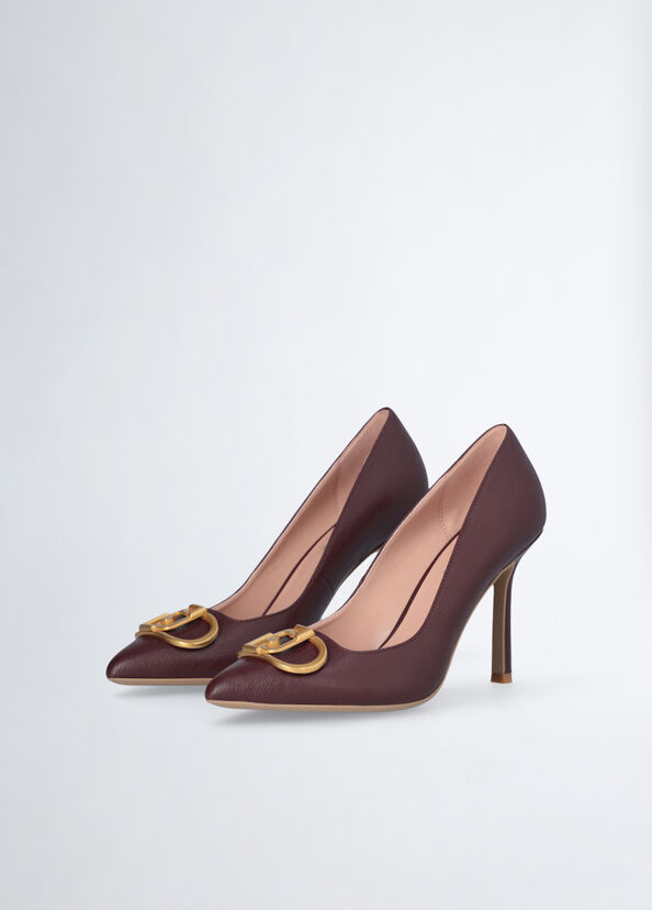 Liu Jo Décolleté bordeaux con maxi logo Flash Sale