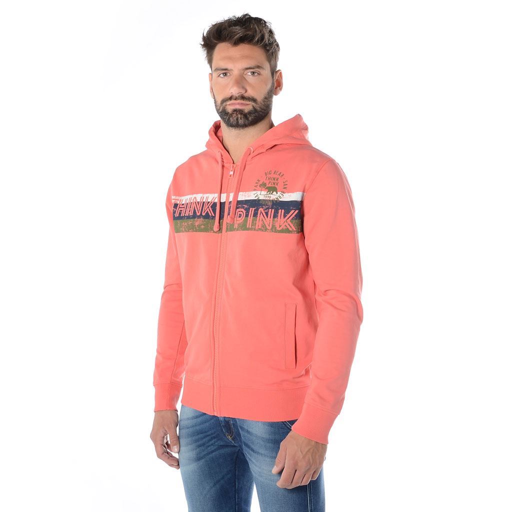 Think Pink Felpa Uomo Zip e Cappuccio ss1906 Nuova