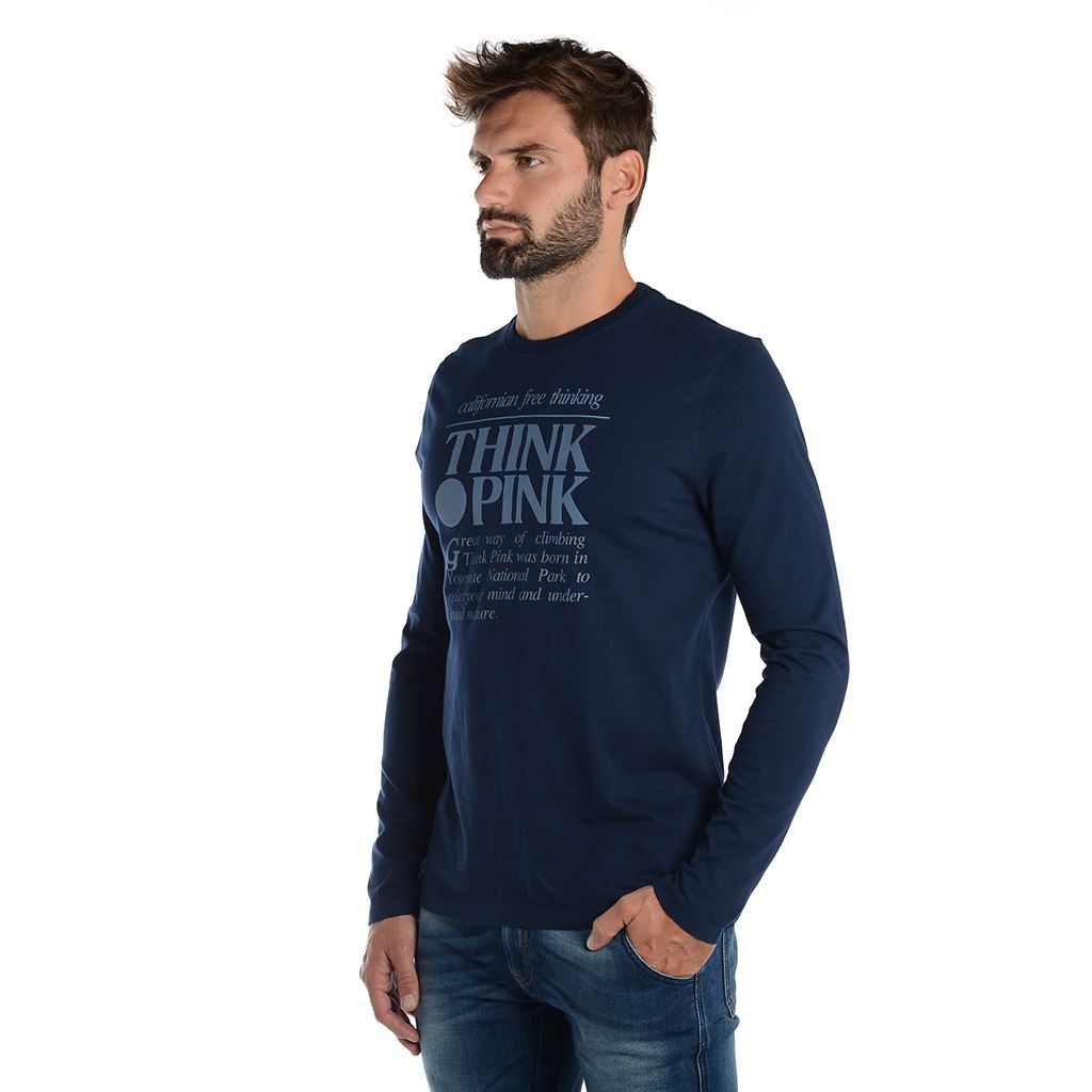 Think Pink T-shirt Uomo Manica Lunga fw1800 Novità