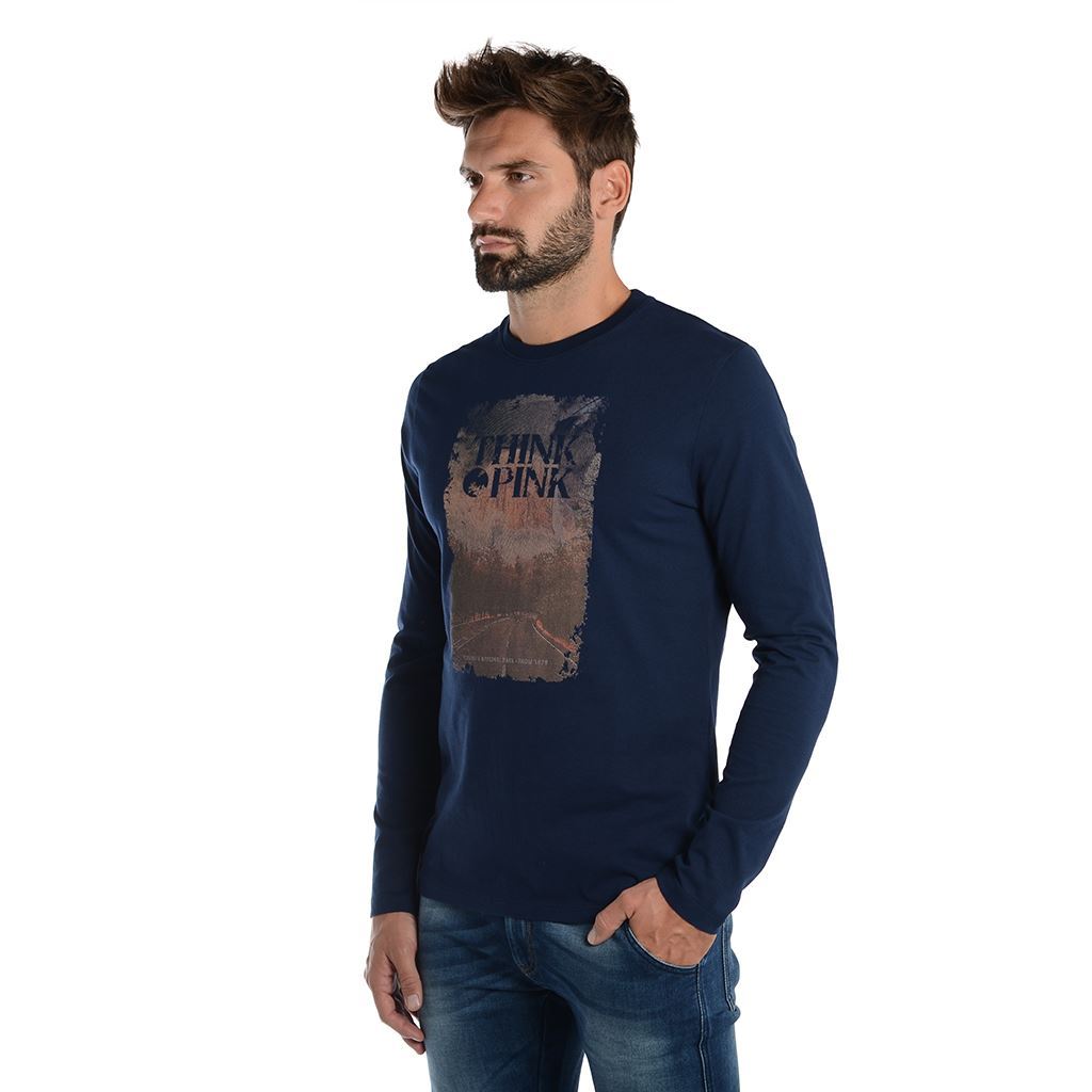 Think Pink T-shirt Uomo Manica Lunga fw1802 Sconto