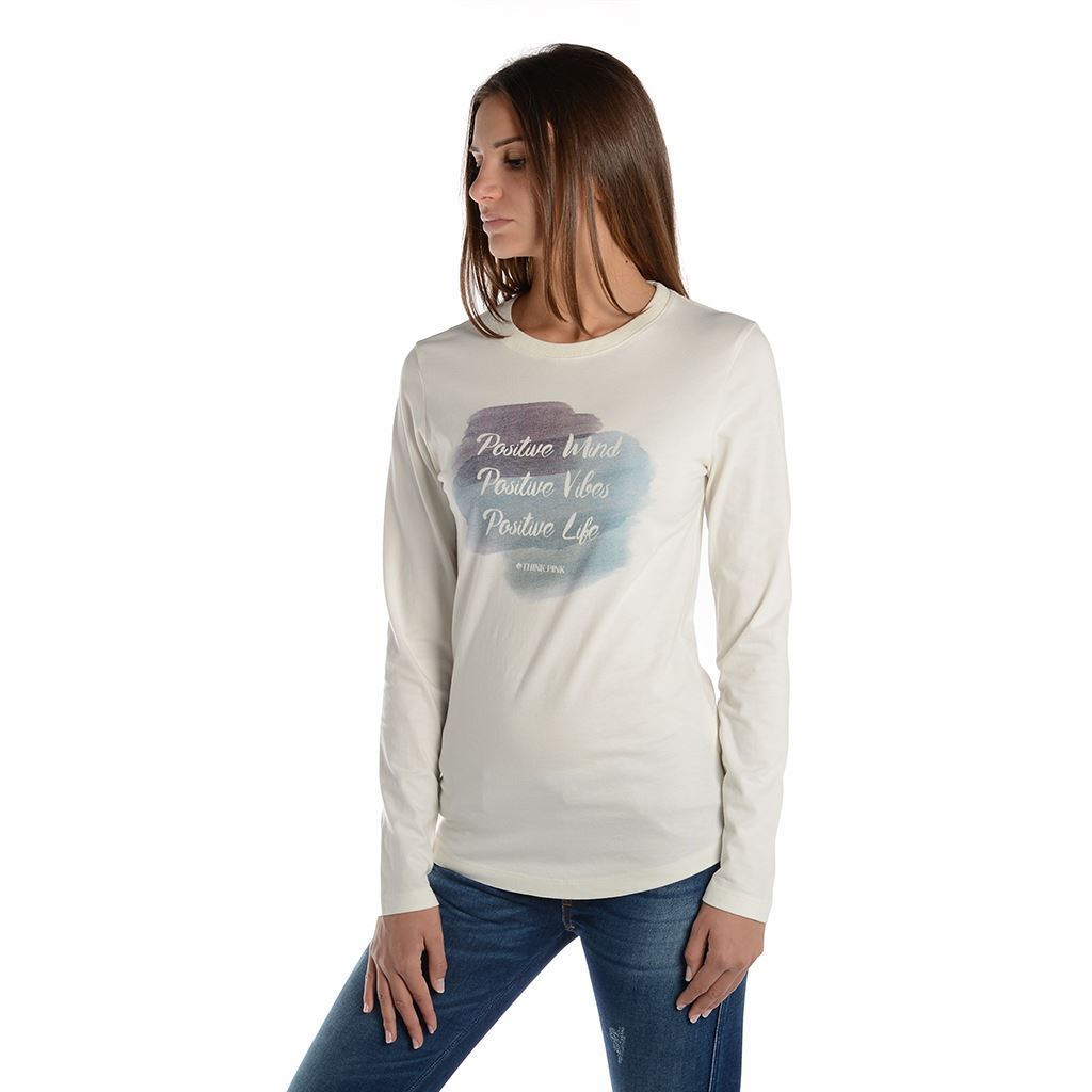 Think Pink T-shirt Donna Manica Lunga fw1802 Acquista Ora
