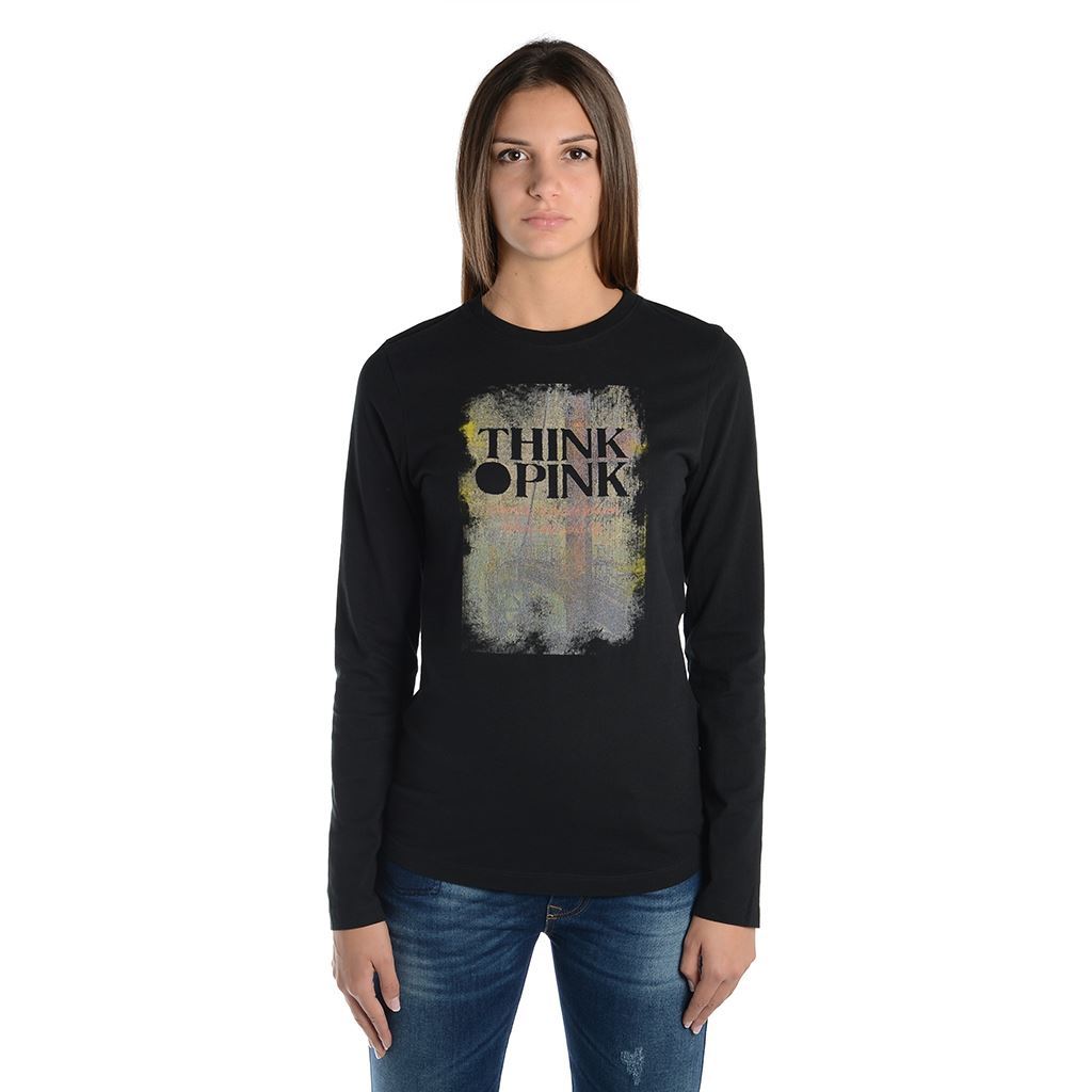 Think Pink T-shirt Donna Manica Lunga fw1805 Lightning offer
