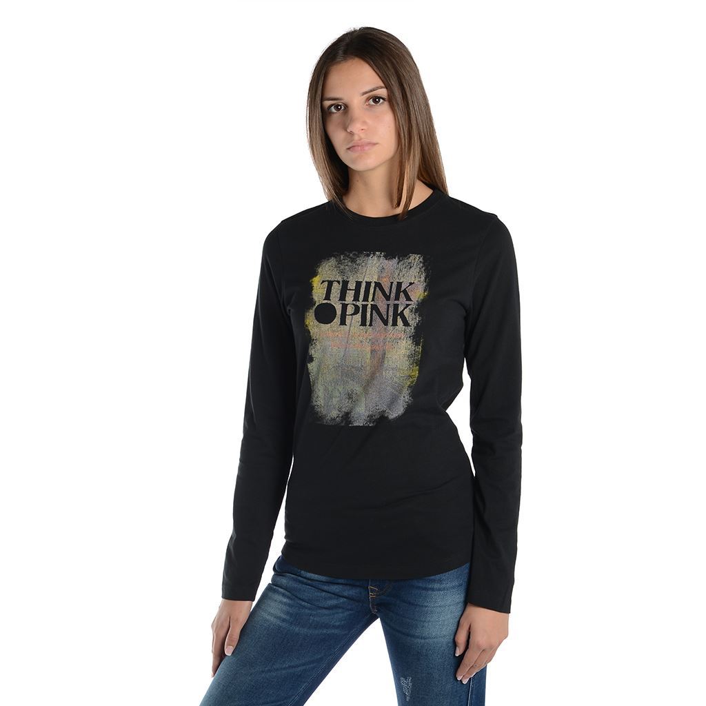 Think Pink T-shirt Donna Manica Lunga fw1805 Lightning offer