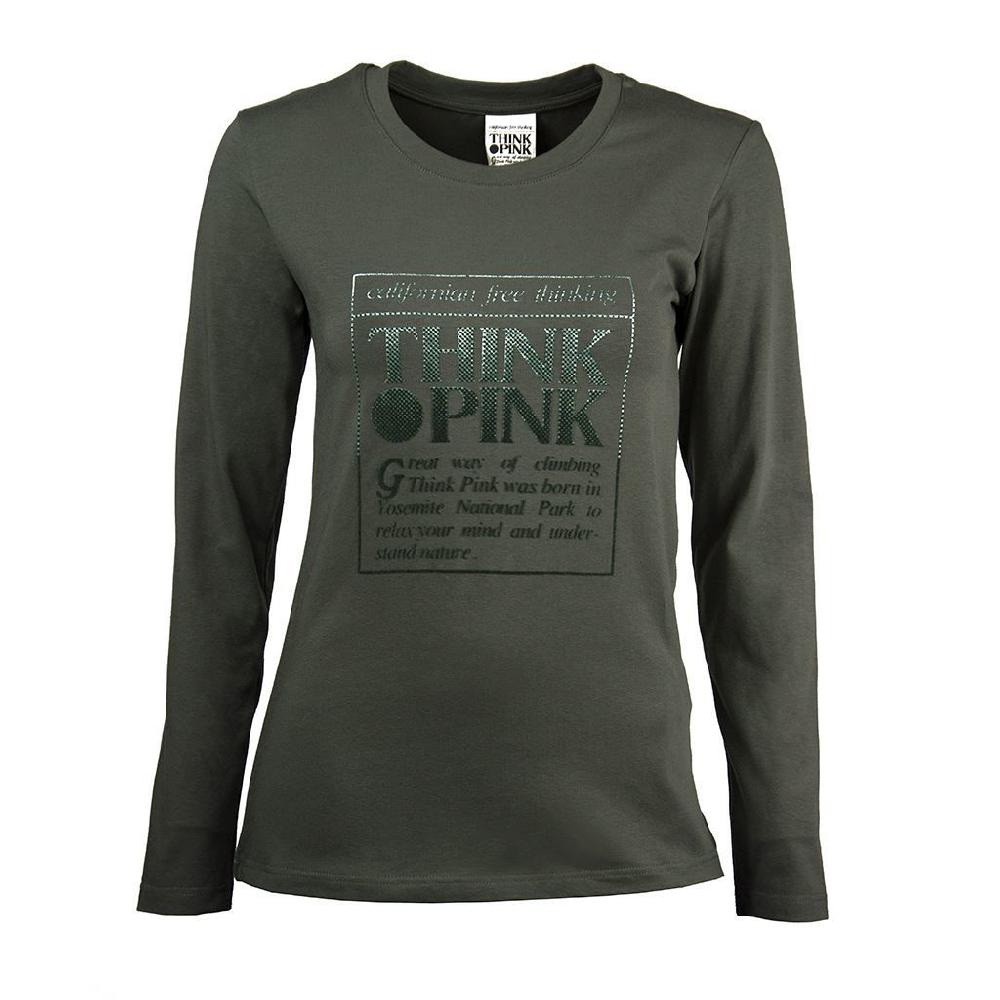 Think Pink T-shirt Donna Manica Lunga fw1700 Liquidazione