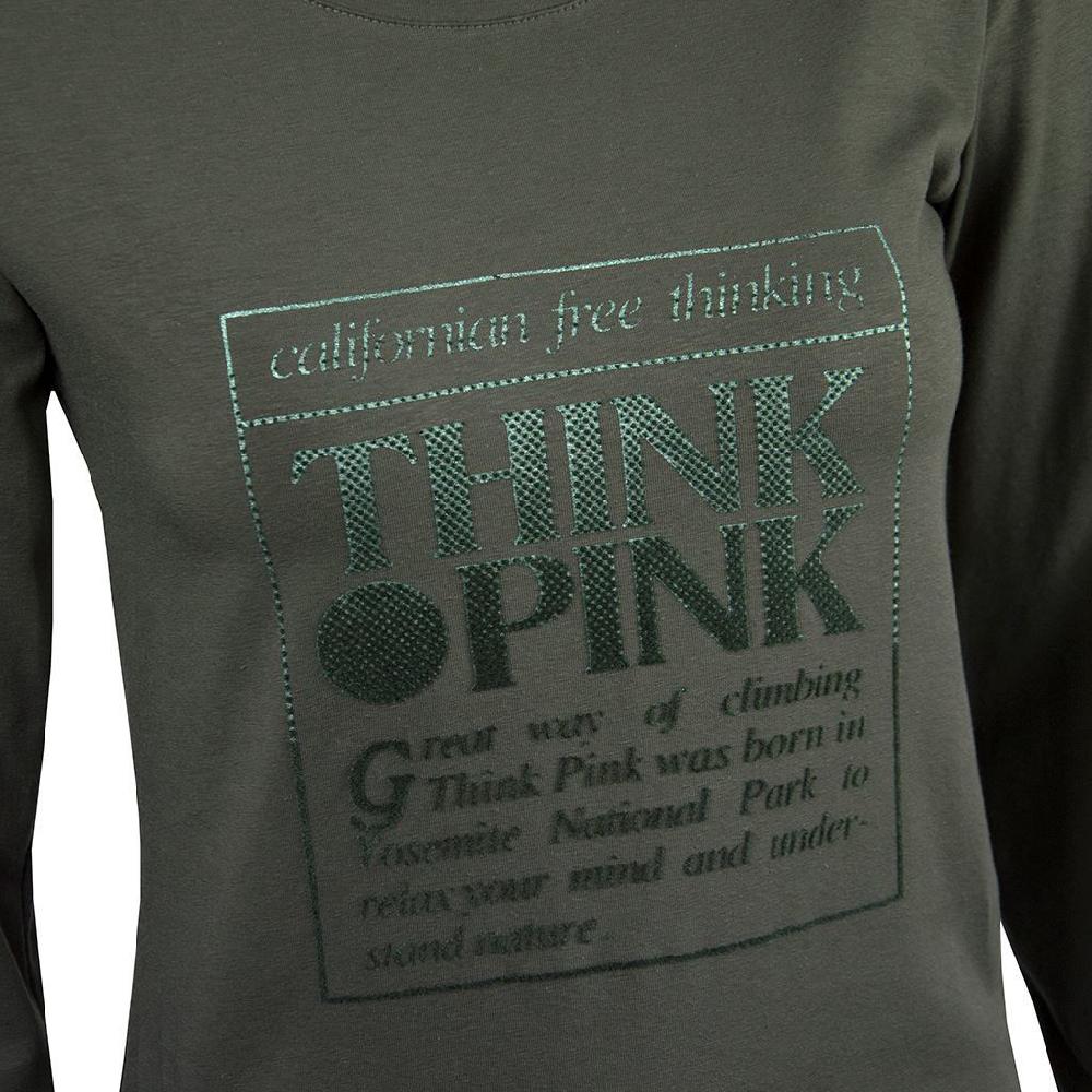 Think Pink T-shirt Donna Manica Lunga fw1700 Liquidazione