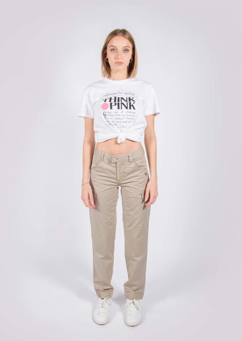 Think Pink Pantaloni lunghi donna con tasconi ss1604 Only for today
