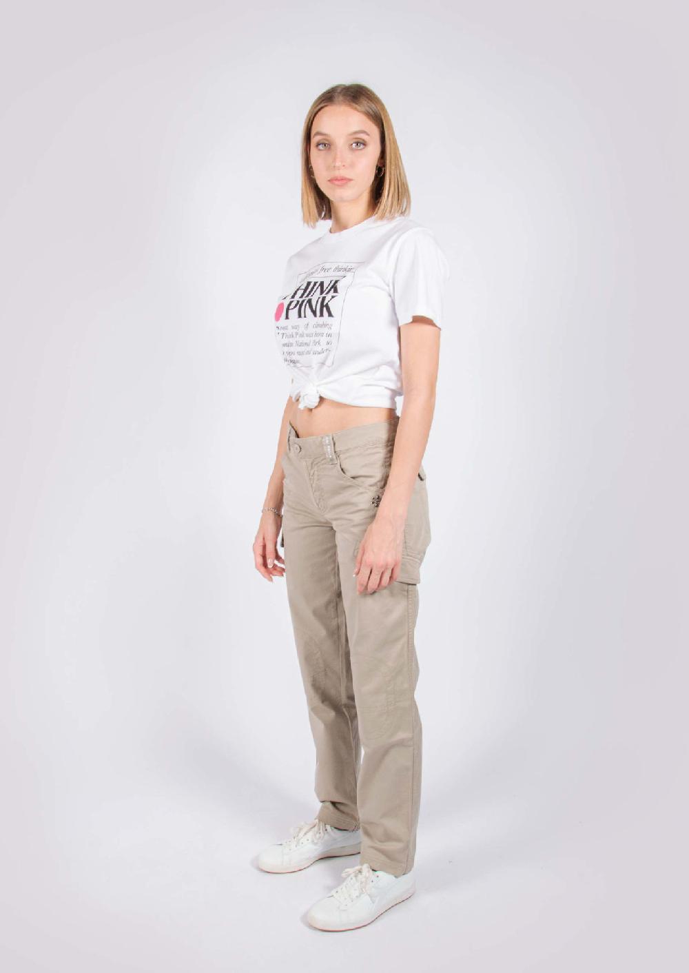 Think Pink Pantaloni lunghi donna con tasconi ss1604 Only for today