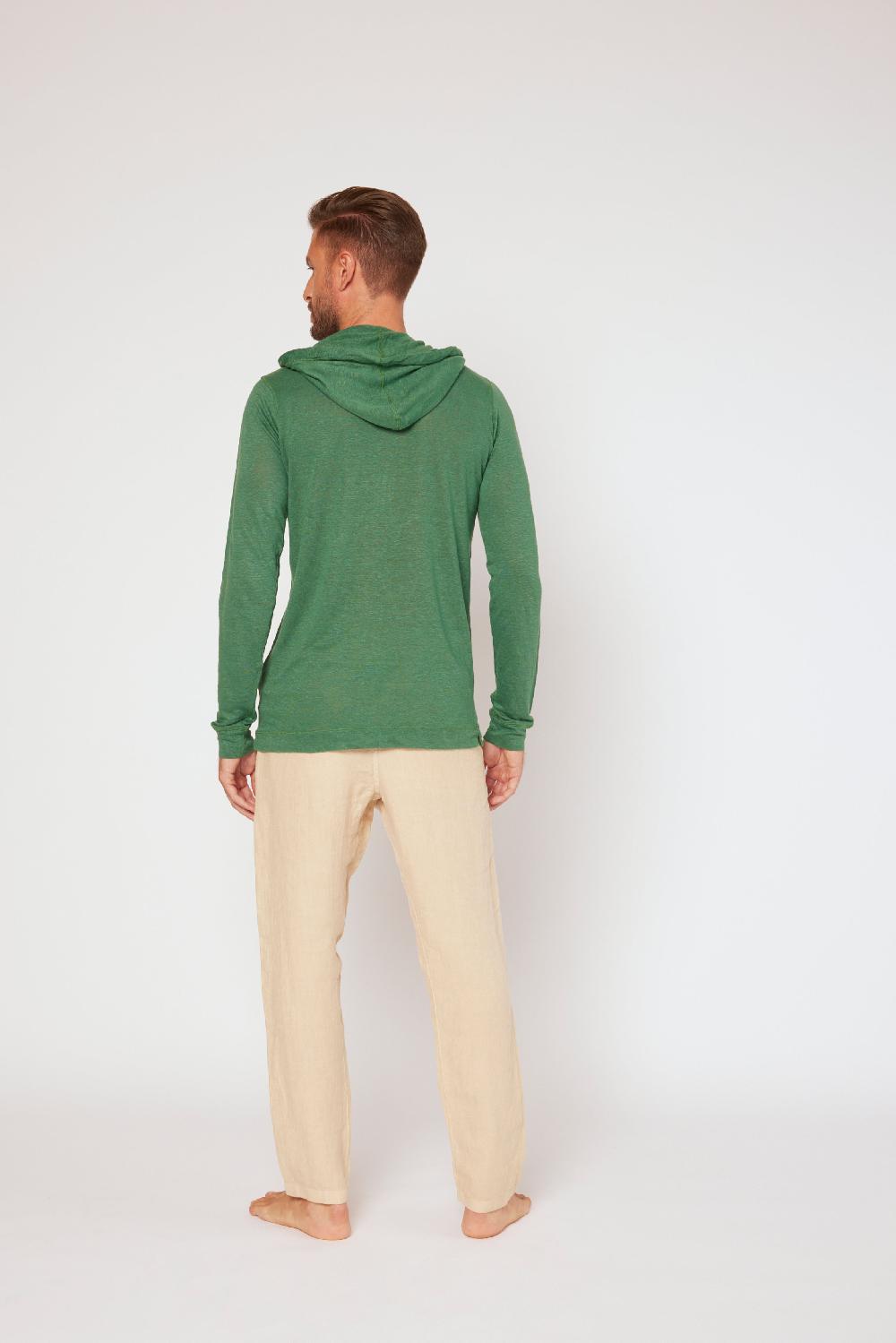 120% Lino Long Sleeve Hoodie Negozi Online