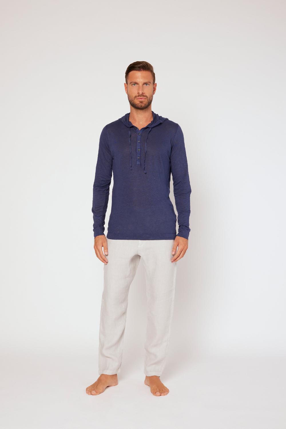 120% Lino Long Sleeve Hoodie Negozi Online