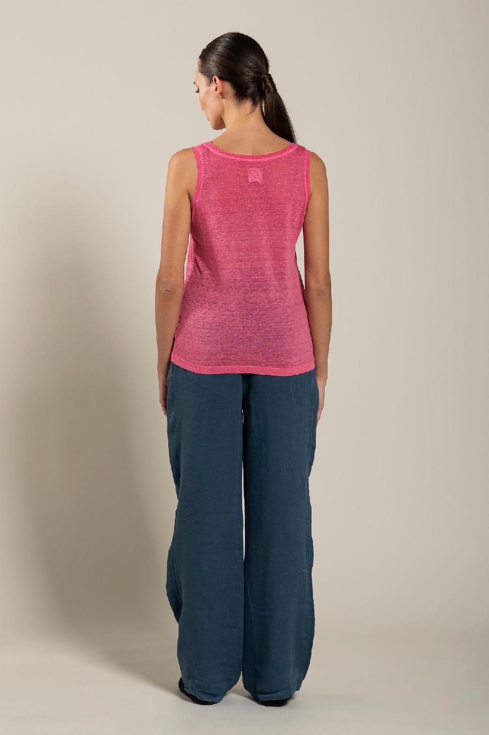 120% Lino Woman Round Neck Tank Top Acquista Ora