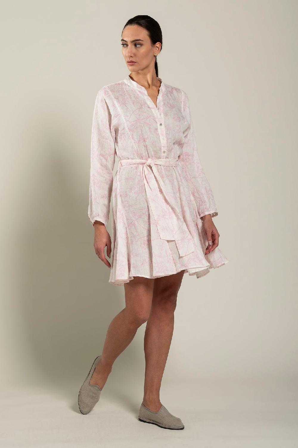 120% Lino Floral Patterned Dress With Belt ACQUISTA ORA