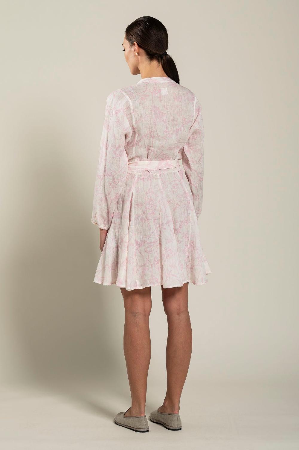 120% Lino Floral Patterned Dress With Belt ACQUISTA ORA