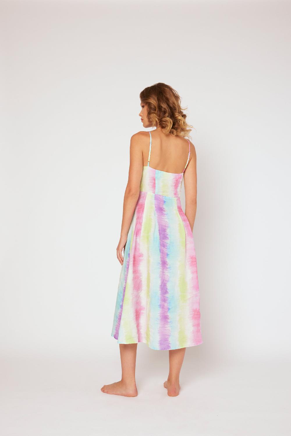 120% Lino Tie-dye Dress Latest stili