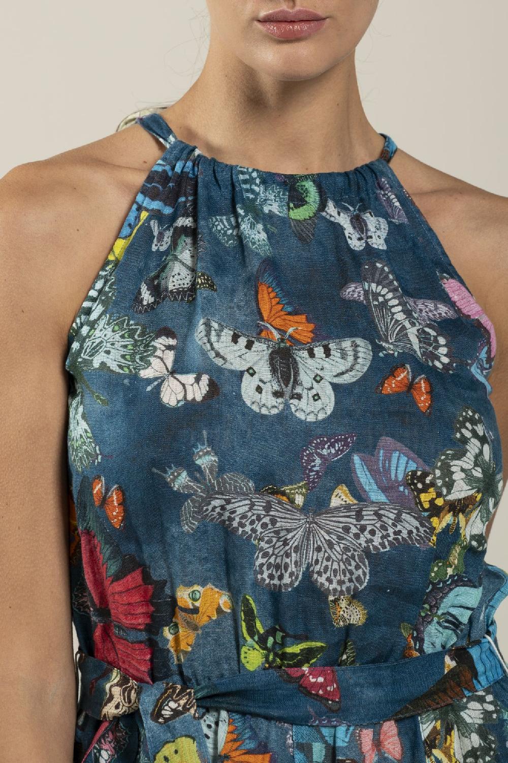 120% Lino Butterfly Print Dress Ultimo giorno