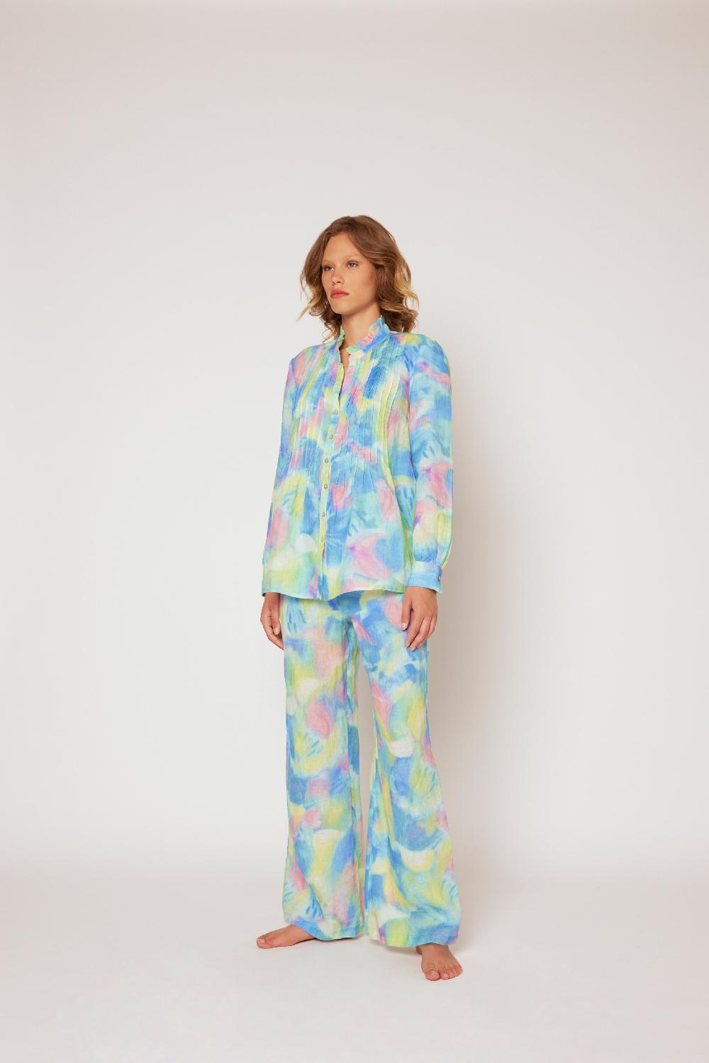 120% Lino Print Blouse Consegna Veloce