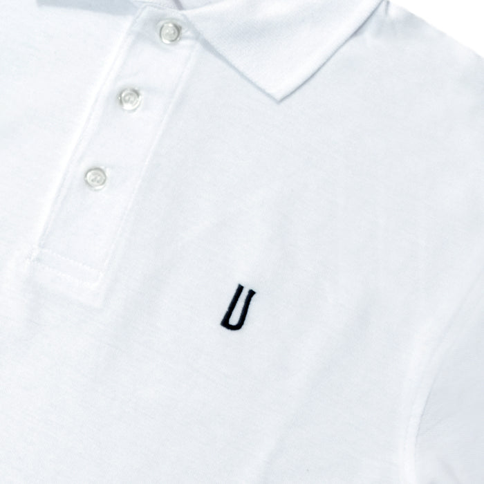 Ulturale Polo bianca con logo Ulturale blu in 100% cotone - Ulturale Convenienza