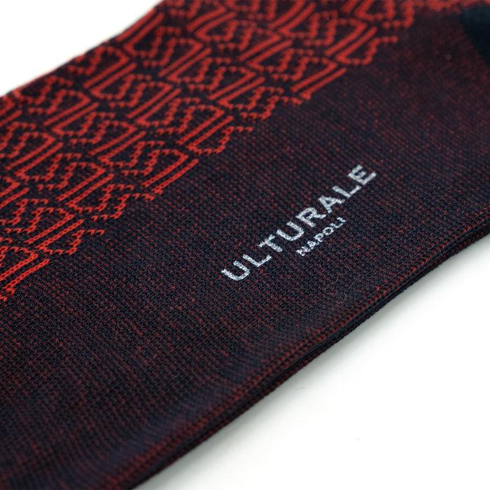 Ulturale Calza blu con pattern Ulturale rosso 100% cotone filoscozia - Ulturale Presa