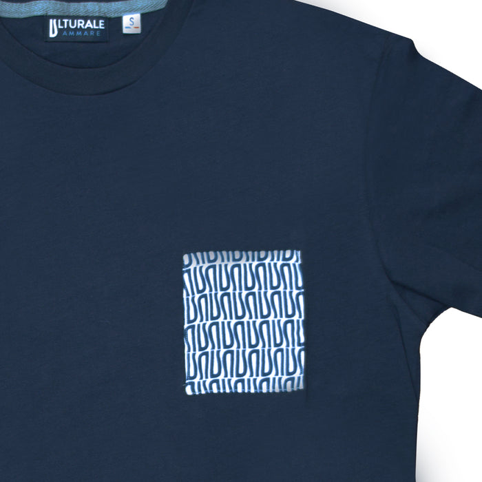 Ulturale T-Shirt blu con taschino bianco e logomania blu in 100% cotone - Ulturale Hotsell