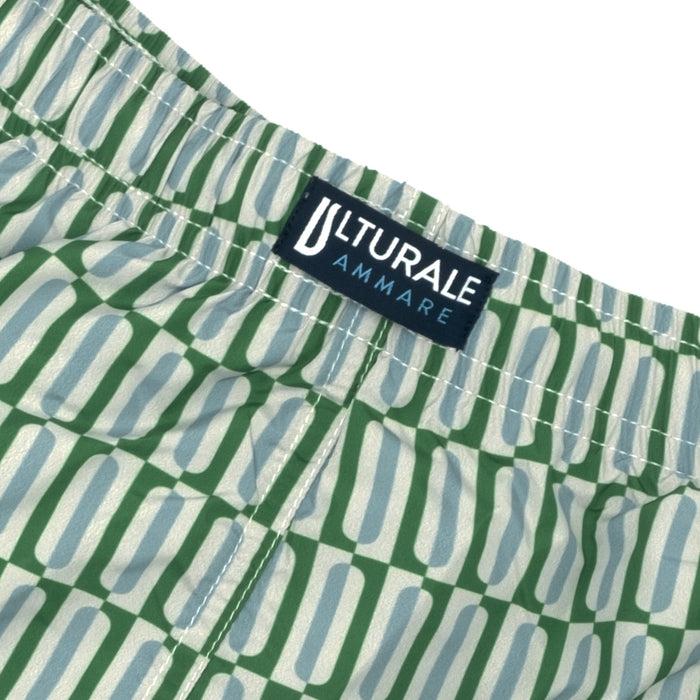 Ulturale Costume con pattern geometrico verticale verde e azzurro – Ulturale In Saldo