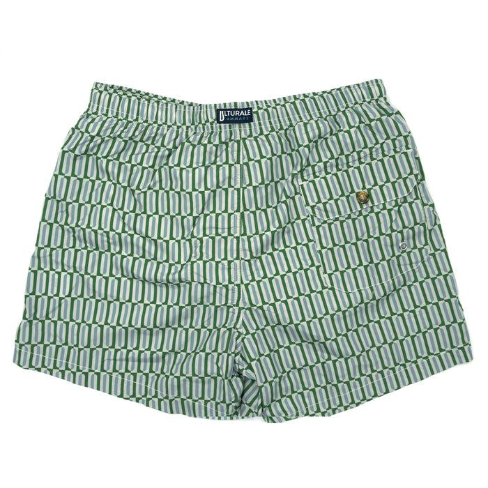 Ulturale Costume con pattern geometrico verticale verde e azzurro – Ulturale In Saldo