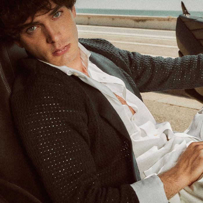Ulturale Cardigan blu uomo con collo a scialle – Ulturale 2025