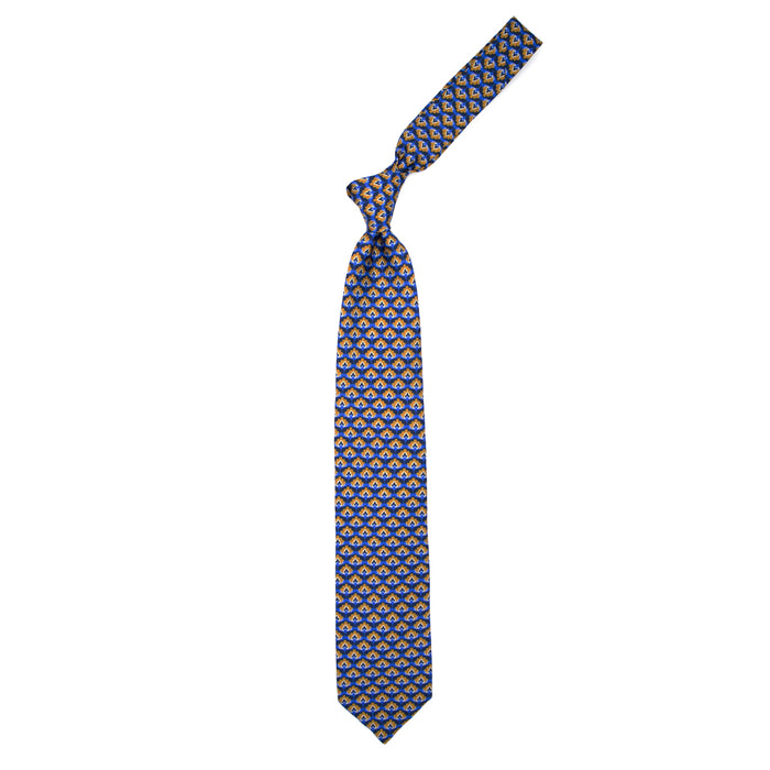 Ulturale Cravatta azzurro chiaro con pattern blu e arancione in seta – Ulturale Offerta