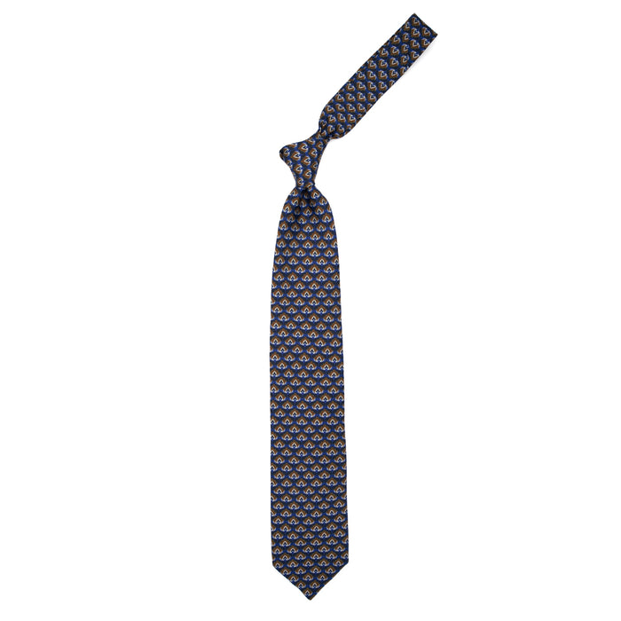 Ulturale Cravatta azzurra con pattern blu marrone e crema in seta – Ulturale Economico
