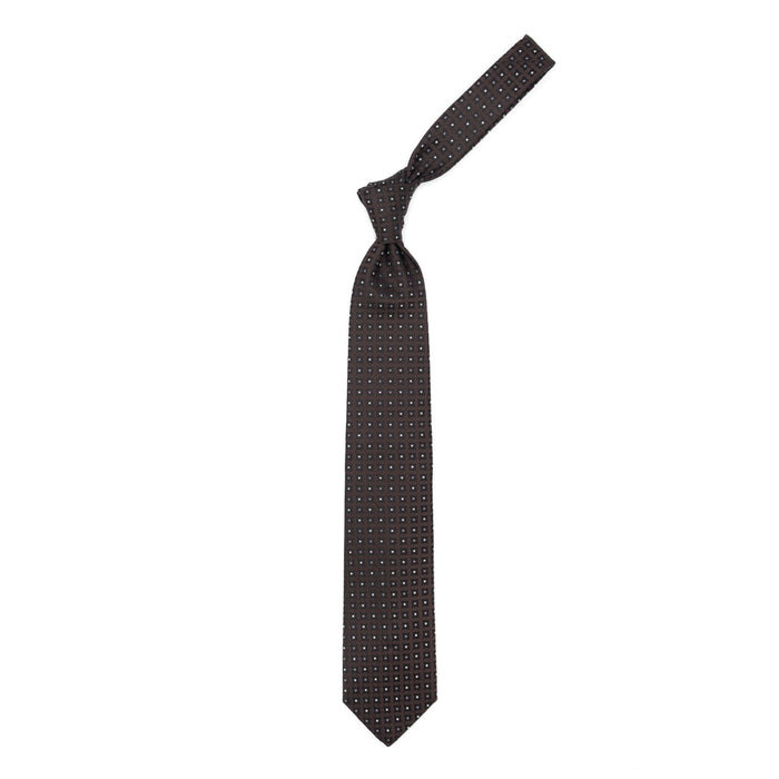 Ulturale Cravatta marrone con quadratini bianchi Super Saving Price