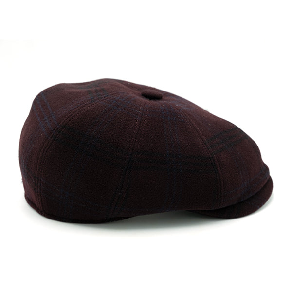 Ulturale Coppola 8 spicchi in lana con fantasia tartan bordeaux e fodera interna di seta con pattern Ulturale burgundy - Ulturale Promozione temporanea
