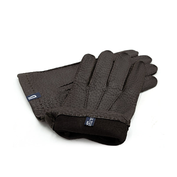 Ulturale Guanti uomo marrone scuro in peccary sfoderato con cashmere interno - Ulturale Only for today