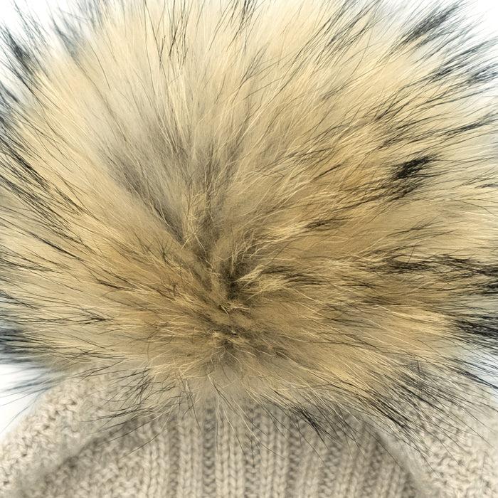 Ulturale Cappellino donna beige 100% cashmere con pon-pon in volpe – Ulturale Enormi sconti