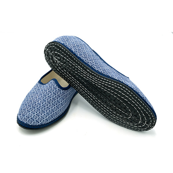 Ulturale Furlane blu con pattern Ulturale bianco e bordo blu in 100% velluto di cotone - Ulturale 50% di sconto con spedizione gratuita