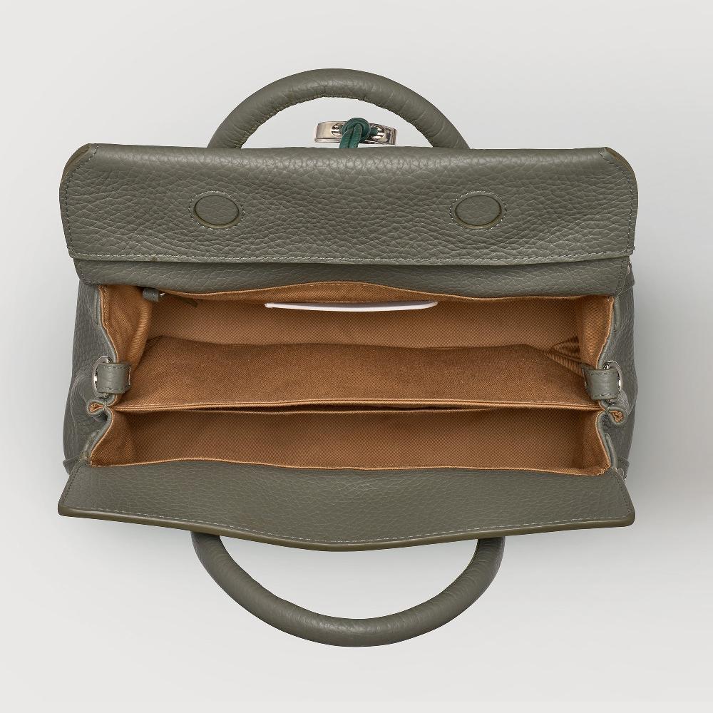 Zanellato BORSA DOTTA® SMALL IN PELLE MARTELLATA GREEN LICHENE | Zanellato Presa