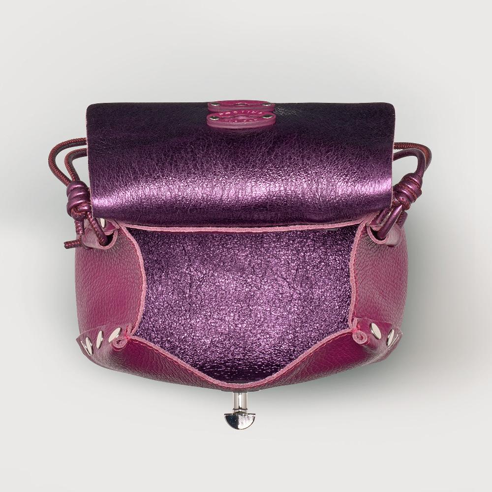 Zanellato BORSA POSTINA® SUPER BABY IN PELLE LAMINATA PURPLE BONARDA | Zanellato Moda