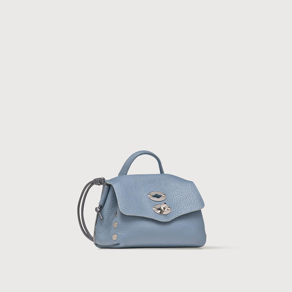 Zanellato BORSA POSTINA® SUPER BABY IN PELLE LAMINATA BLUE CARTA DA ZUCCHERO | Zanellato Italy