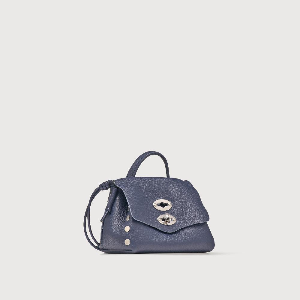Zanellato BORSA POSTINA® SUPER BABY IN PELLE LAMINATA BLUE NAVY SAVOIA | Zanellato Italia