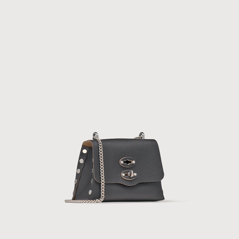 Zanellato BORSA POSTINA® SUPER BABY IN PELLE RIGENERATA BLACK NERO | Zanellato Soddisfazione Garantita