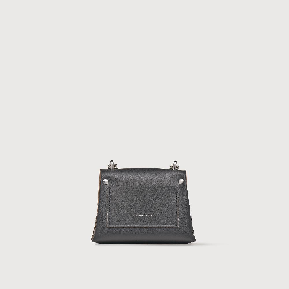 Zanellato BORSA POSTINA® SUPER BABY IN PELLE RIGENERATA BLACK NERO | Zanellato Soddisfazione Garantita