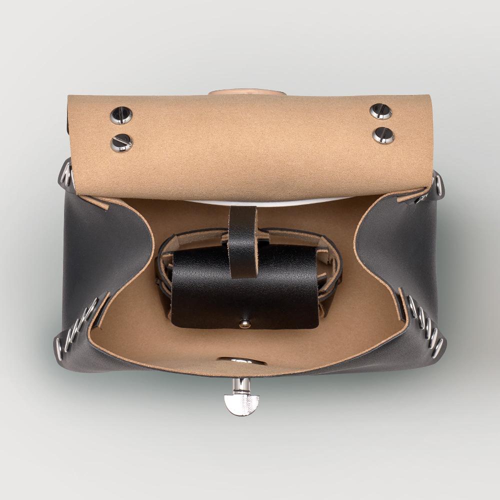 Zanellato BORSA POSTINA® SUPER BABY IN PELLE RIGENERATA BLACK NERO | Zanellato Soddisfazione Garantita