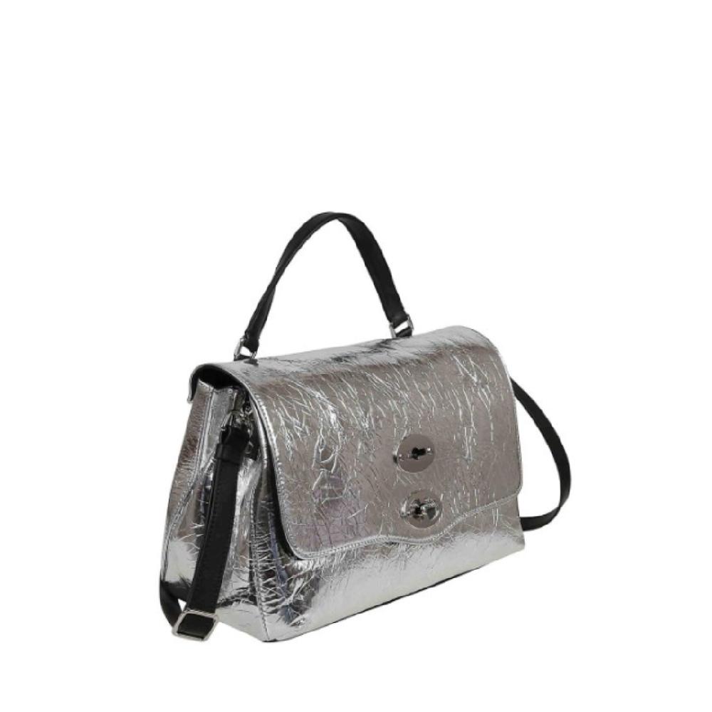 Zanellato BORSA POSTINA® SMALL IN PELLE LAMINATA GREY ARGENTO | Zanellato Convenienza