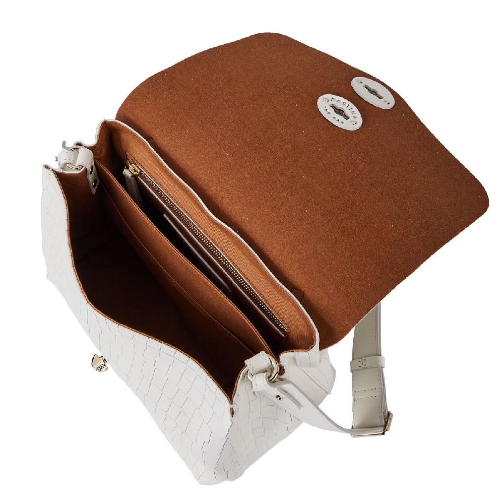Zanellato BORSA POSTINA® SMALL IN PELLE STAMPATA WHITE LINO 21 | Zanellato Sconto