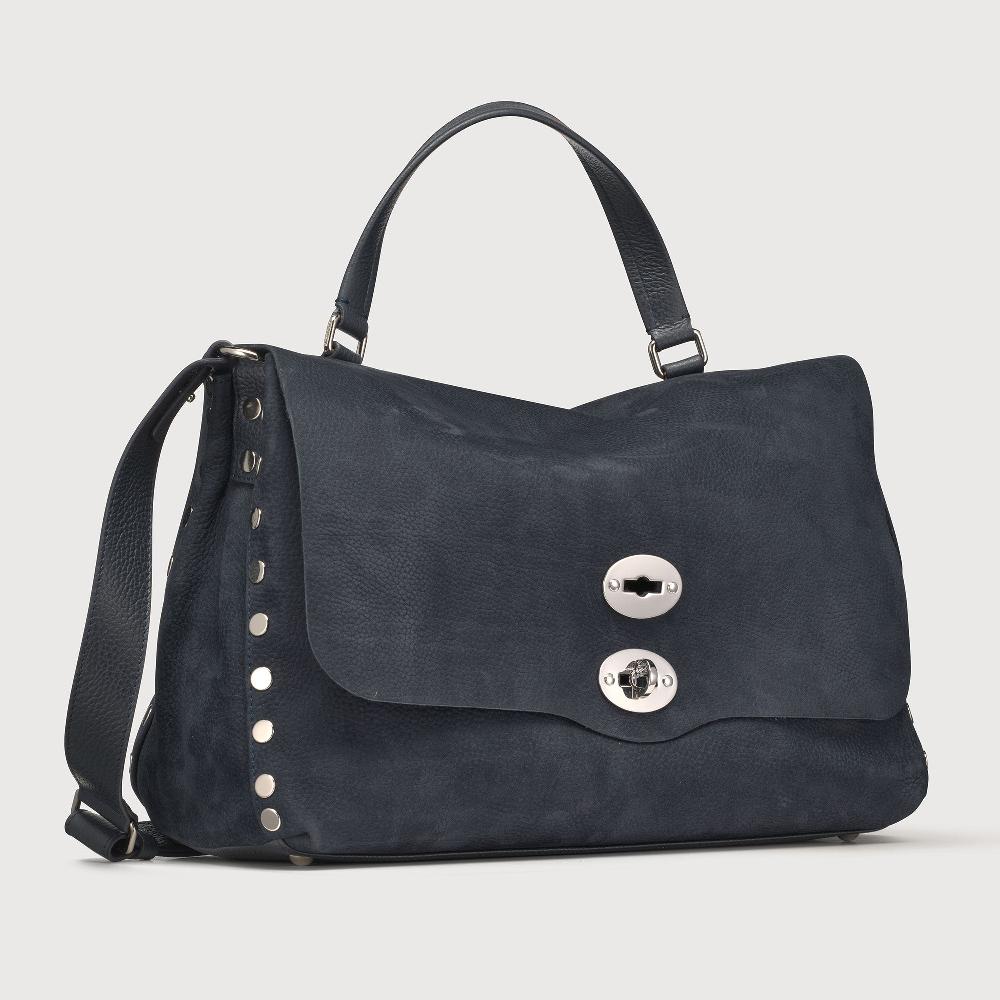 Zanellato BORSA POSTINA® MEDIUM IN PELLE NABUK BLUE NOTTE | Zanellato Pezzi Unici