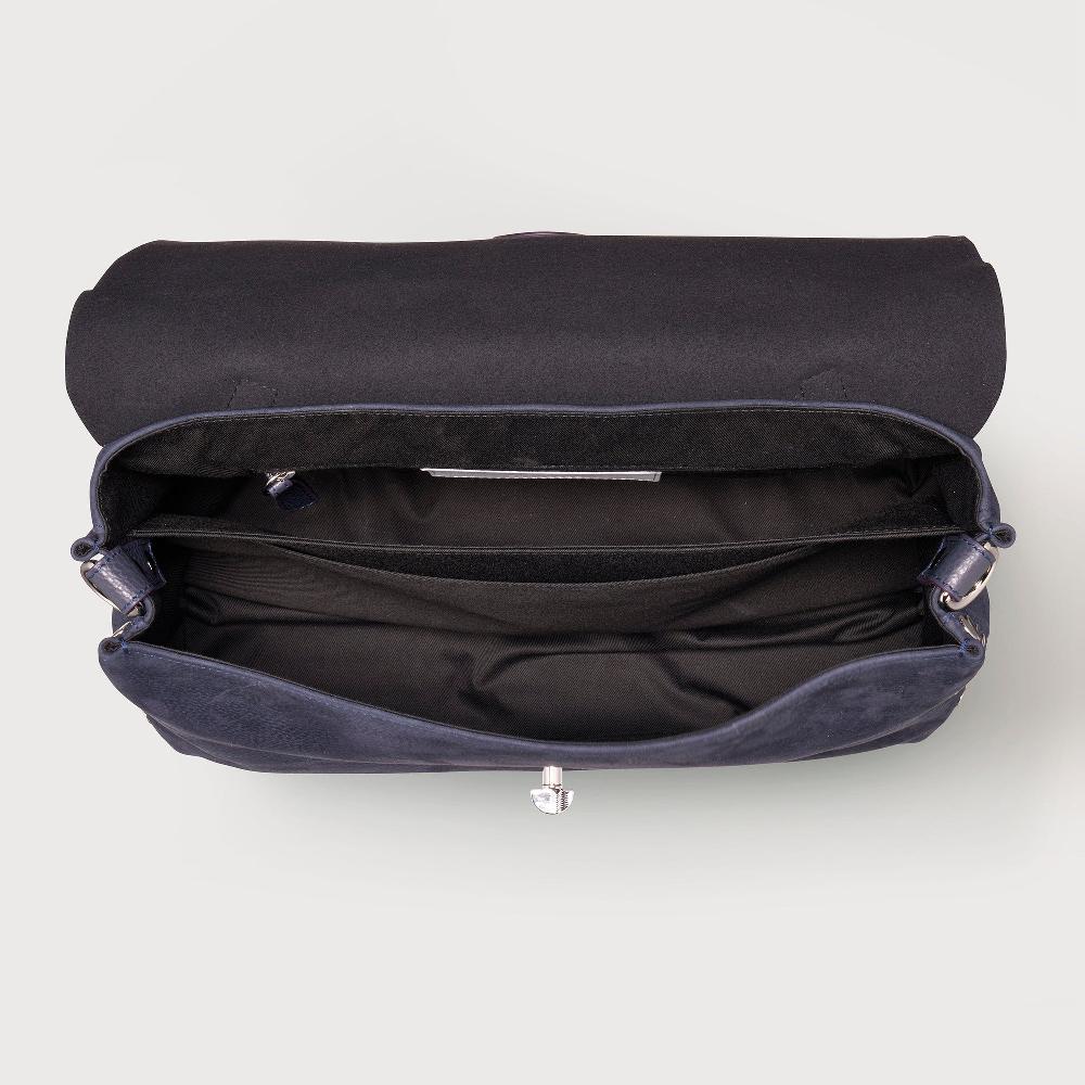 Zanellato BORSA POSTINA® MEDIUM IN PELLE NABUK BLUE NOTTE | Zanellato Pezzi Unici