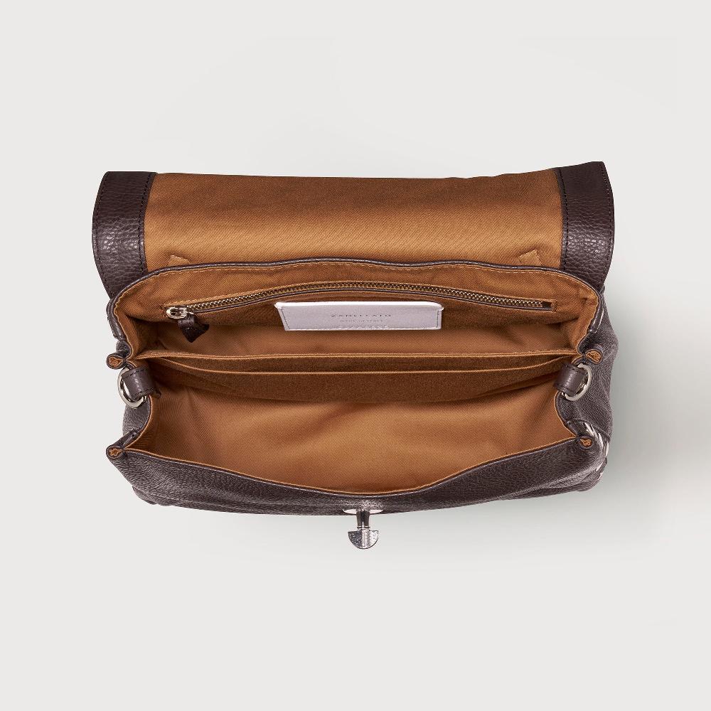 Zanellato BORSA POSTINA® SMALL IN PELLE MARTELLATA BROWN MOCACCINO | Zanellato Novità