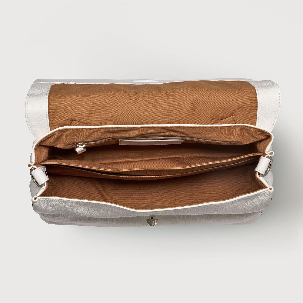 Zanellato BORSA POSTINA® MEDIUM IN PELLE MARTELLATA BIANCO LATTE | Zanellato Offerta Giorno del Papà
