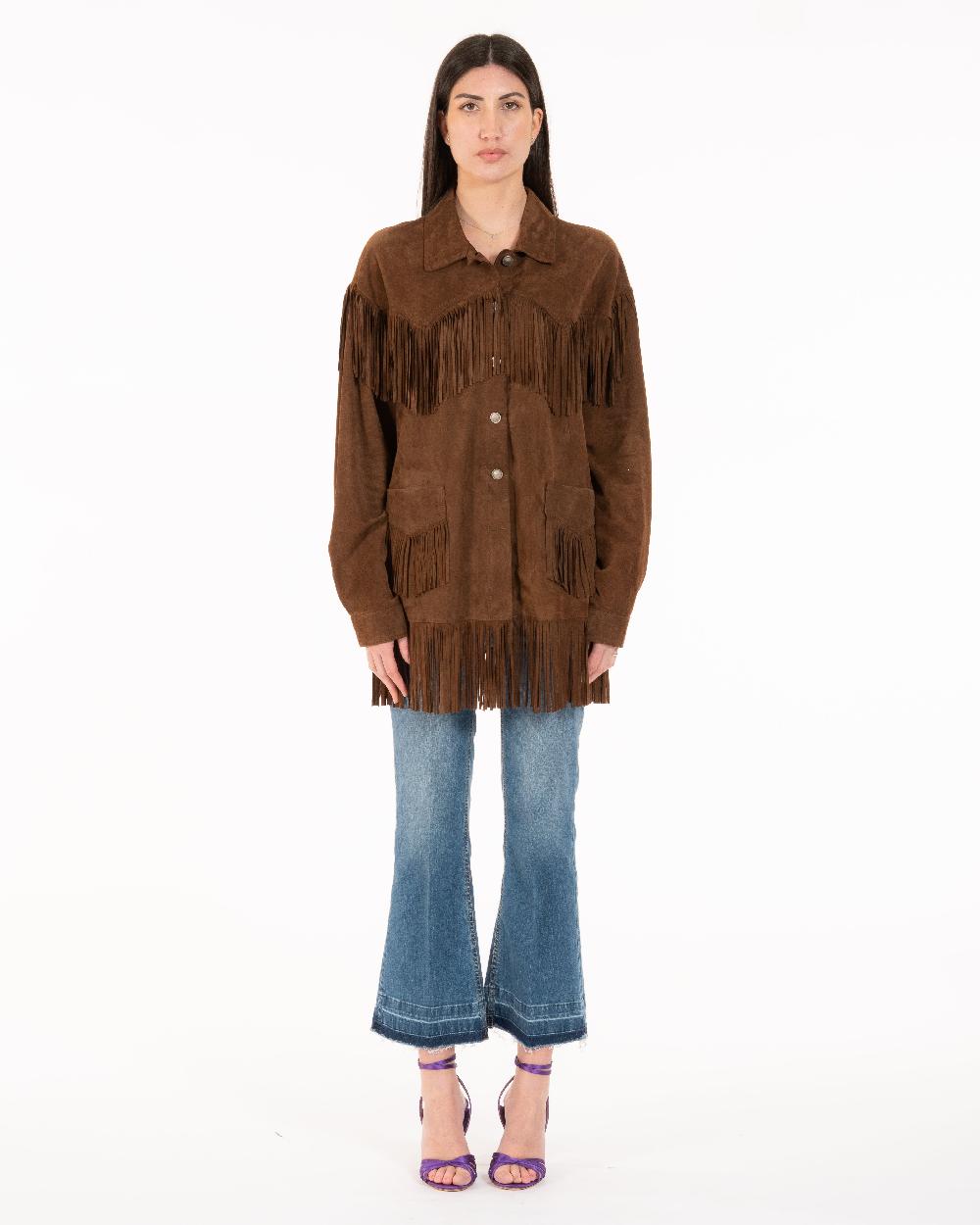 Alessandra chamonix PAIGE COGNAC / GIACCA CON FRANGE Vendite stagionali