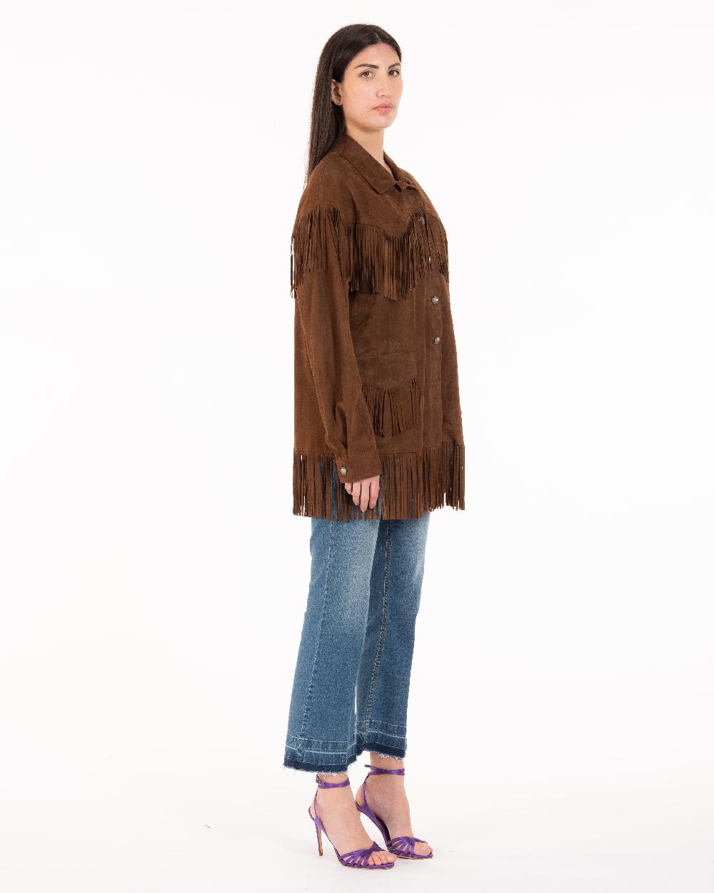 Alessandra chamonix PAIGE COGNAC / GIACCA CON FRANGE Vendite stagionali